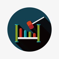 toy hammer workshop flat icon with long shadow N6
