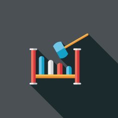 toy hammer workshop flat icon with long shadow N7