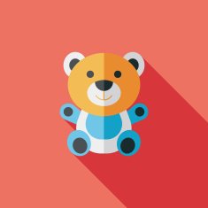 teddy bear flat icon with long shadow N53