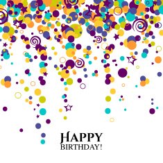 Vector birthday card with polka dots and wishes text