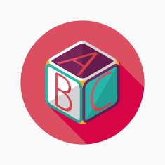 ABC blocks flat icon with long shadow EPS 10 N36