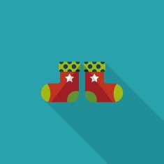 Christmas stocking flat icon with long shadow EPS 10 N37