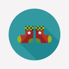 Christmas stocking flat icon with long shadow EPS 10 N39