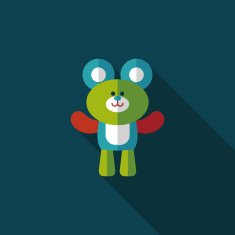 teddy bear flat icon with long shadow N59
