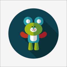 teddy bear flat icon with long shadow N61