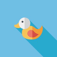 duck toy flat icon with long shadow eps10 N25