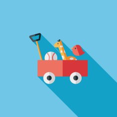 toy cart flat icon with long shadow eps10 N5