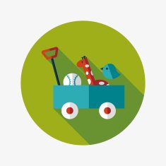 toy cart flat icon with long shadow eps10 N6