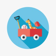 toy cart flat icon with long shadow eps10 N7