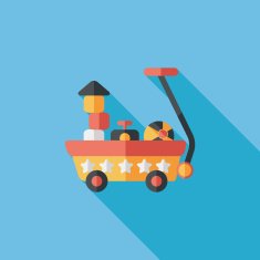 toy cart flat icon with long shadow eps10 N8