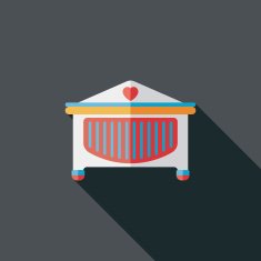 baby cradle bed flat icon with long shadow eps10 N83