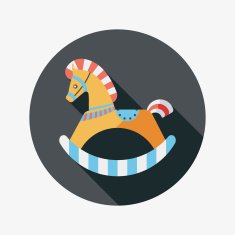 horse toy flat icon with long shadow eps10 N36