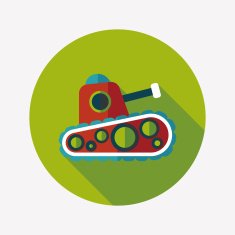 Tank flat icon with long shadow eps10 N8