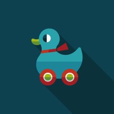 duck toy flat icon with long shadow eps10 N28