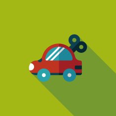toy car flat icon with long shadow N79