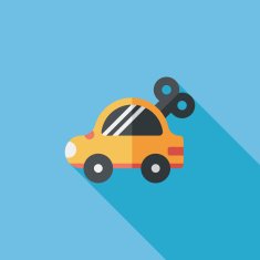 toy car flat icon with long shadow N80