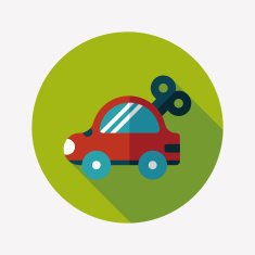 toy car flat icon with long shadow N81