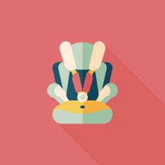 Baby car seat flat icon with long shadow eps10 N3