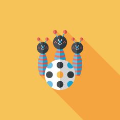 Bowling toy flat icon with long shadow eps10 N19