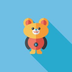 teddy bear flat icon with long shadow N65