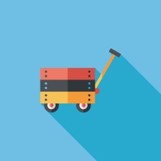 toy cart flat icon with long shadow eps10 N14