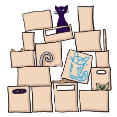 Cats and boxes Vector illustration