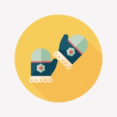 baby Gloves flat icon with long shadow eps10 N24