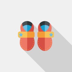 baby booties flat icon with long shadow N54
