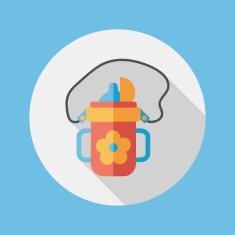 Baby bottle flat icon with long shadow EPS 10 N98