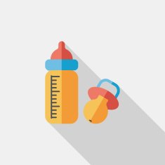 Baby bottle flat icon with long shadow EPS 10 N100