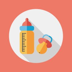 Baby bottle flat icon with long shadow EPS 10 N102