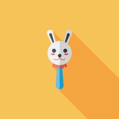 baby Rattle flat icon with long shadow eps10 N224