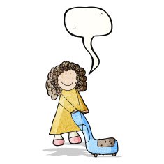child's drawing of a woman with vacuum cleaner