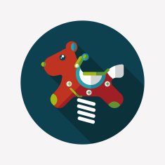 playground toy horse flat icon with long shadow N5