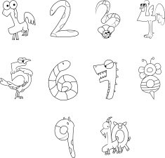 Outline of the Animal Numbers free image download