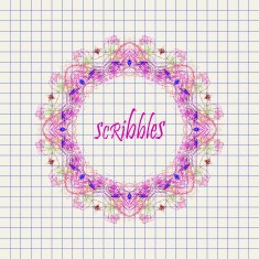 Children's scribbles with multicolor colored pencils on school c