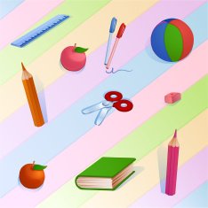 Childish colorful pattern with school Supplies N2
