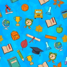 Seamless pattern Back to school on blue background