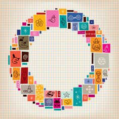 collage doodle circle frame background