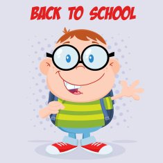 Happy Geek Boy Waving With Background And Text