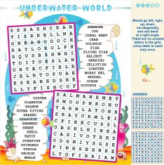 Underwater world wordsearch puzzle