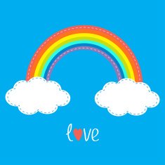 Rainbow and two clouds Dash line Love Flat