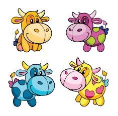 toy cow set vector illustration on white background