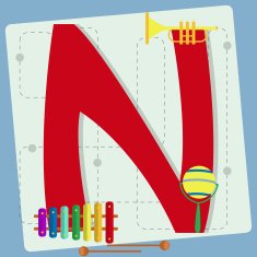 Letter "n" from stylized alphabet with children's toys