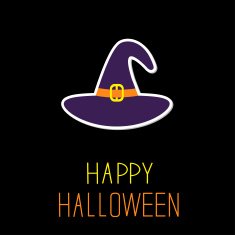 Violet witch hat Happy Halloween card