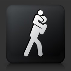 Black Square Button with Son on Father's Shoulders