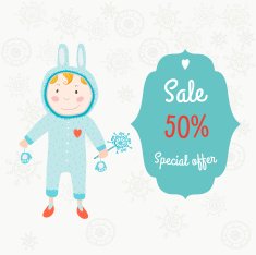 Christmas sale label with boy