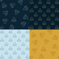 Four seamless pattern background or texture with cartoon ufo