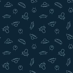 Seamless pattern background or texture with cartoon ufo