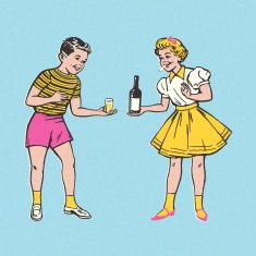Boy and Girl with Alcohol Cigarettes